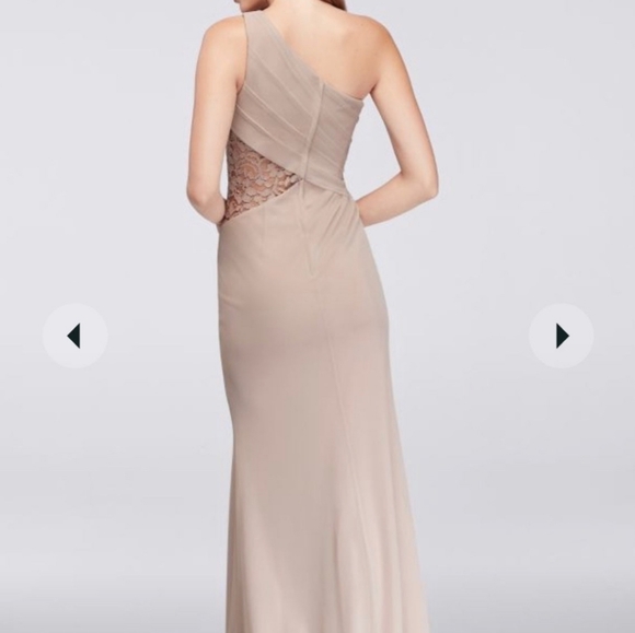 David's Bridal Begonia One Shoulder Hot Pink Bridesmaid Dress Mesh Lace Size 16 - Picture 2 of 5